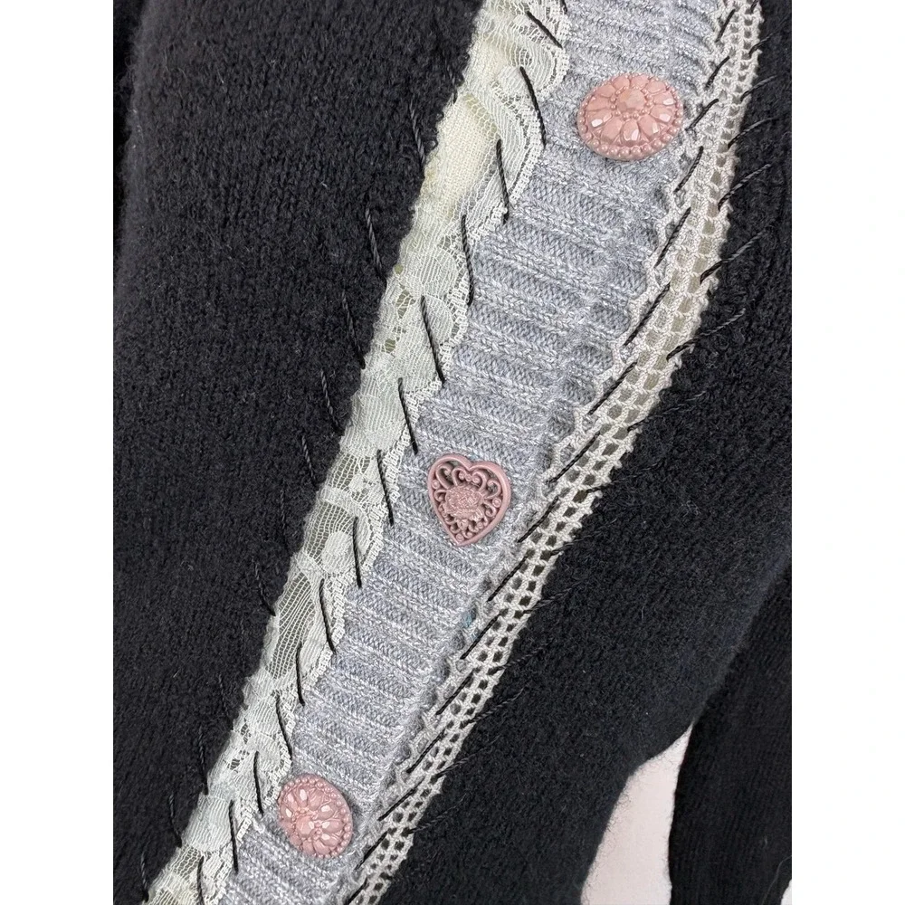 Free People Wool Blend Whimsigoth Dark Coquette Cottagecore Cardigan XS NWT